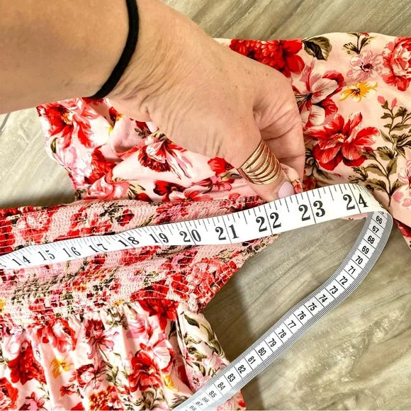 Ballon sleeves prairie floral boho dress w shabby chic country feel - Picture 3 of 11